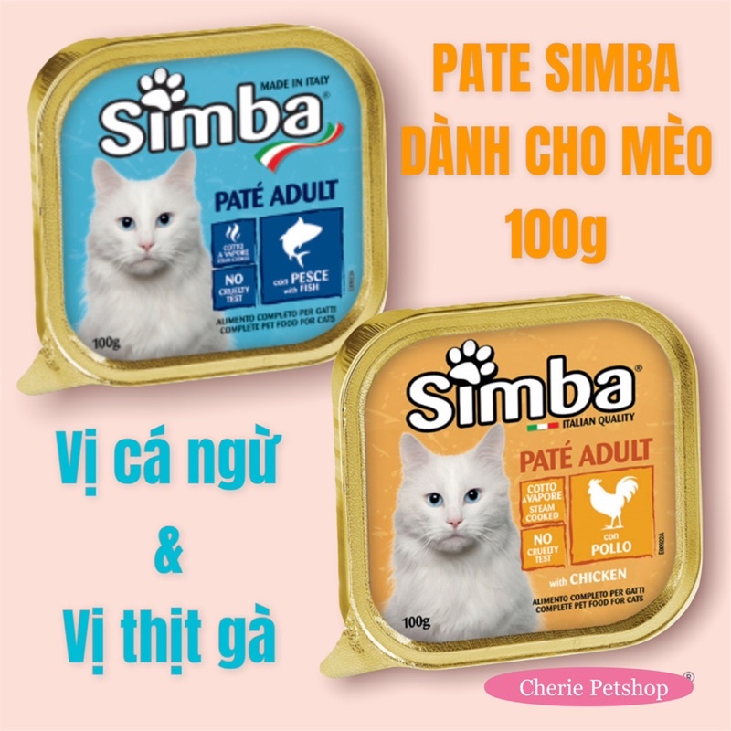 Pate ướt Simba dành cho mèo vị Gà - Cá ngừ 100g thơm ngon bổ dưỡng nhập khẩu trực tiếp từ Ý