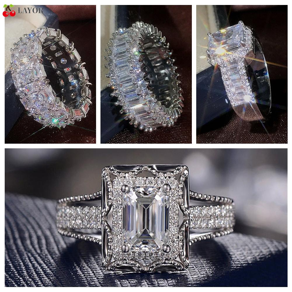 Nhẫn Đính Đá Sapphire Trắng Thời Trang Sang Trọng Quý Phái Cho Nữ