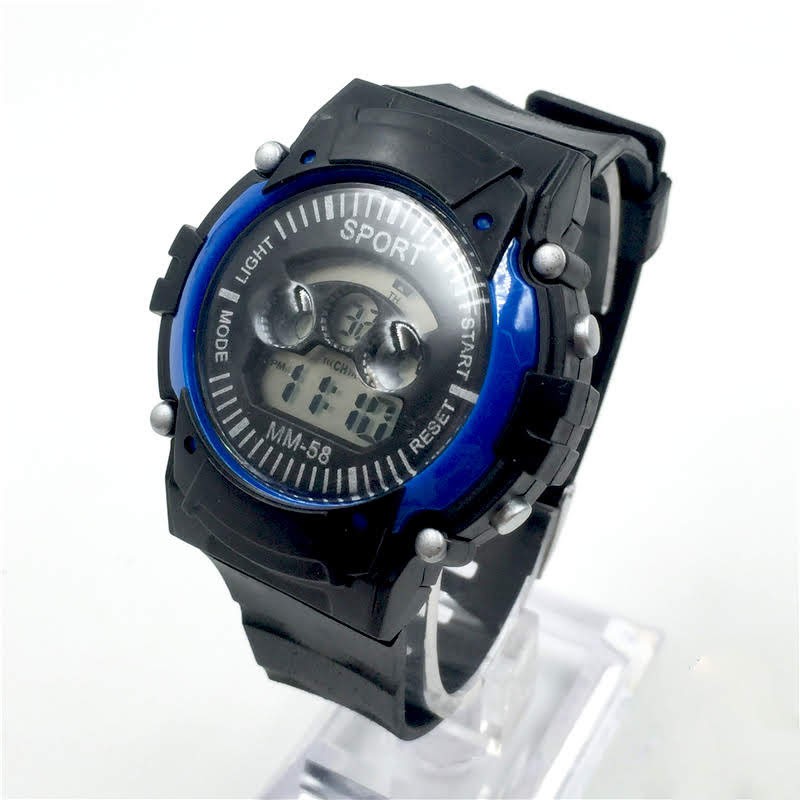 [Giá sỉ - Có clip thật] - Đồng hồ điện tử trẻ em MM-58 Blue - Đồng hồ thể thao chống nước màu xanh