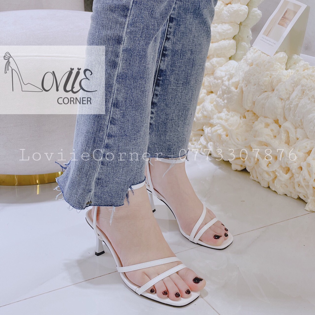 SANDAL CAO GÓT NỮ LOVIIECORNER - GIÀY CAO GÓT 7 PHÂN QUAI MẢNH DÂY CHÉO - GUỐC SANDAL 7P ĐẾ NHỌN G210121