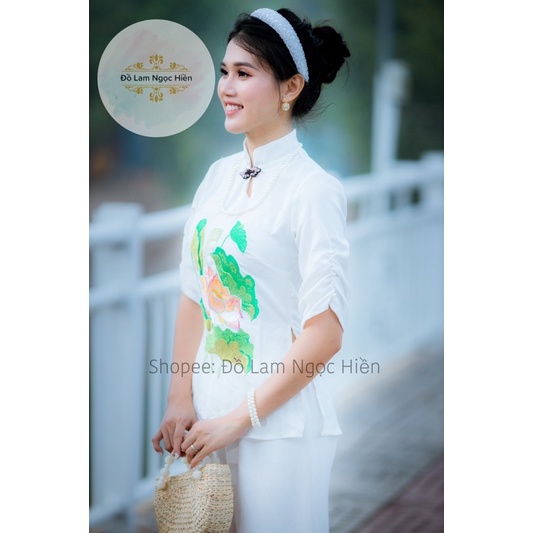 Pháp Phục,Đồ Lam Đi Chùa Hoa Sen Thêu,Chất Liệu Lụa Pháp,Đủ Size