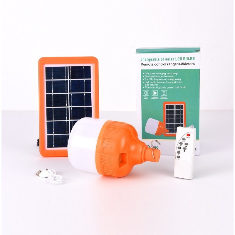 Đèn trụ tích điện năng lượng mặt trời tặng kèm remote (4 cell pin - 3 chế độ sáng - đường kính 12cm - bảo hành 1 năm)
