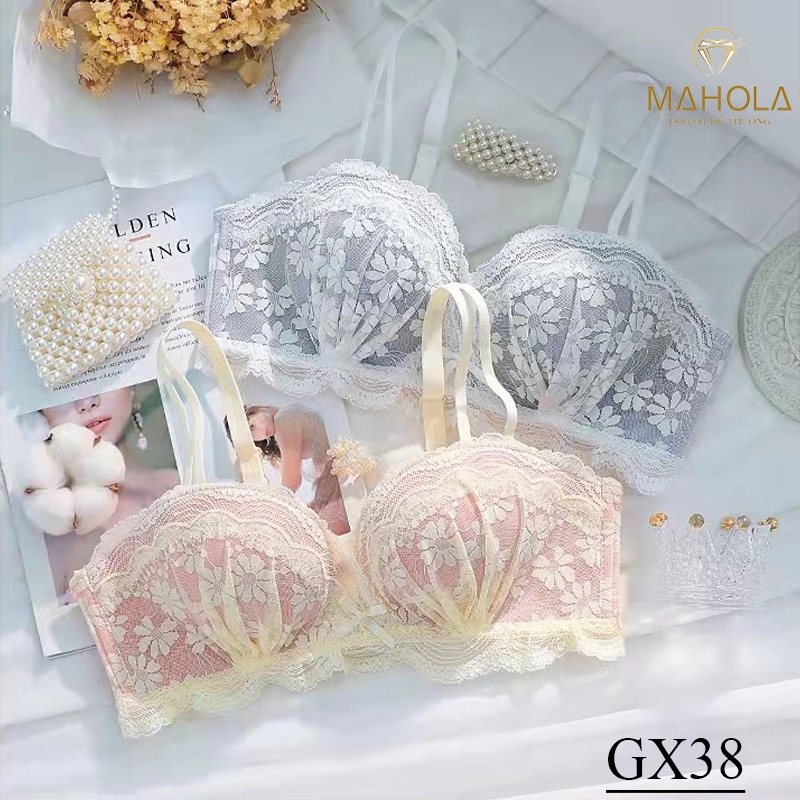 Áo lót nữ cup ngang có gọng mút vừa nâng ngực tự nhiên phối ren GX38 Mahola