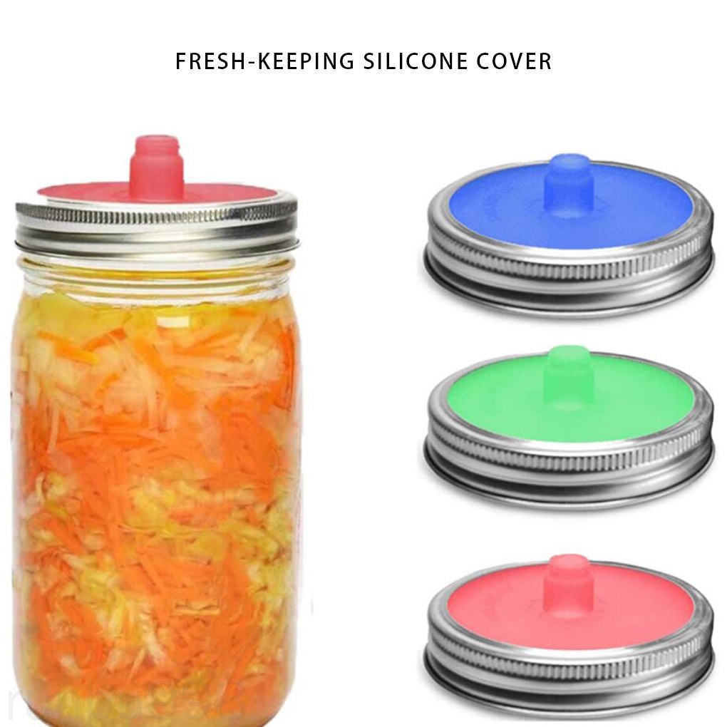Set 5 Nắp Đậy Chai Lọ Bằng Silicone Có Vòng Thép Runbu998