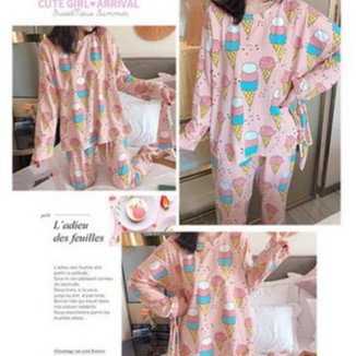 Đồ Bộ Nữ ❤️FREESHIP❤️ Đồ Ngủ Nữ pyjama dài tay phối hình họa tiết - Quần Áo Ngủ trẻ trung đáng yêu mã QA08