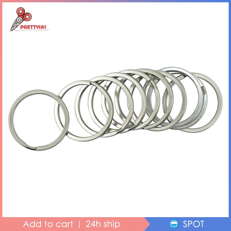 [Prettyia1] Vòng Móc Chìa Khóa Tròn Chia Ngăn Bằng Thép Không Gỉ 35Mm DIY