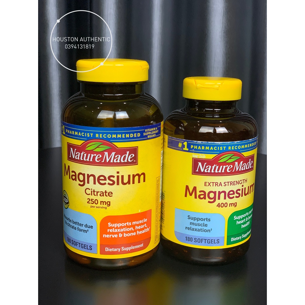 Viên uống Nature Made bổ sung Magnesium Citrate  180 Viên _ Live mua hàng tại Mỹ