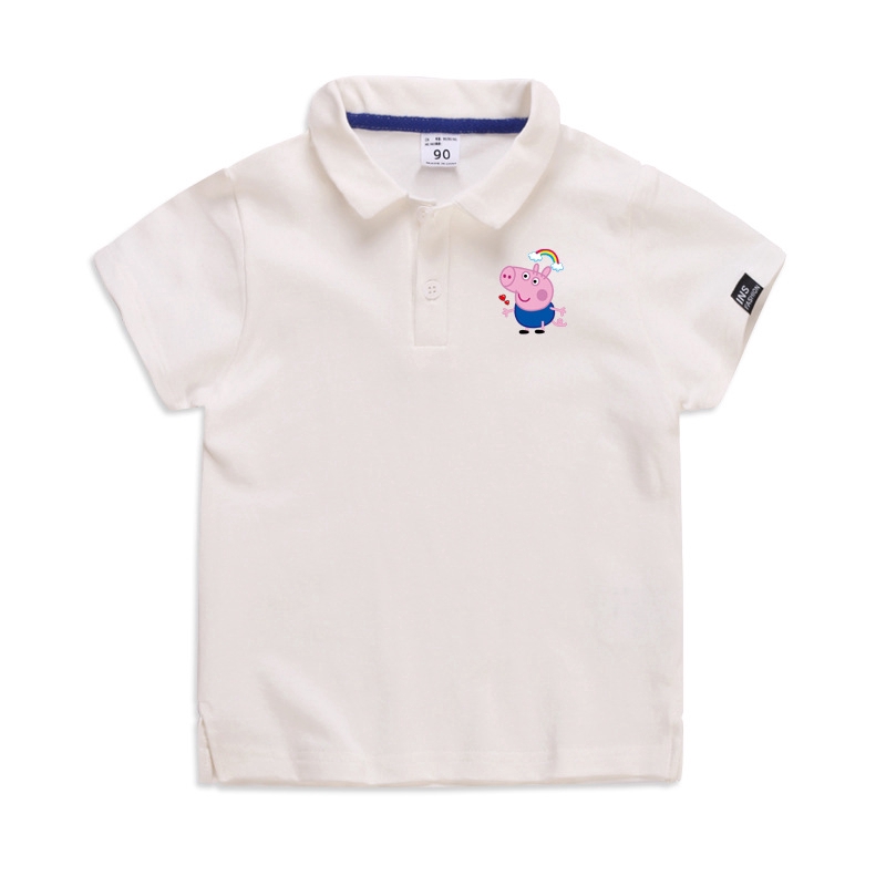 Áo thun polo tay cộc mùa hè chất cotton in hình heo Peppa cho trẻ
