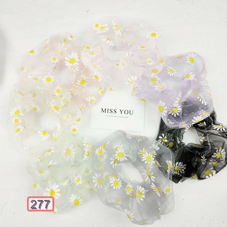 (hàng có sẵn) COD CHDM Scrunchies Dây buộc tóc mỏng co giãn hình hoa cúc thời trang Hàn Quốc