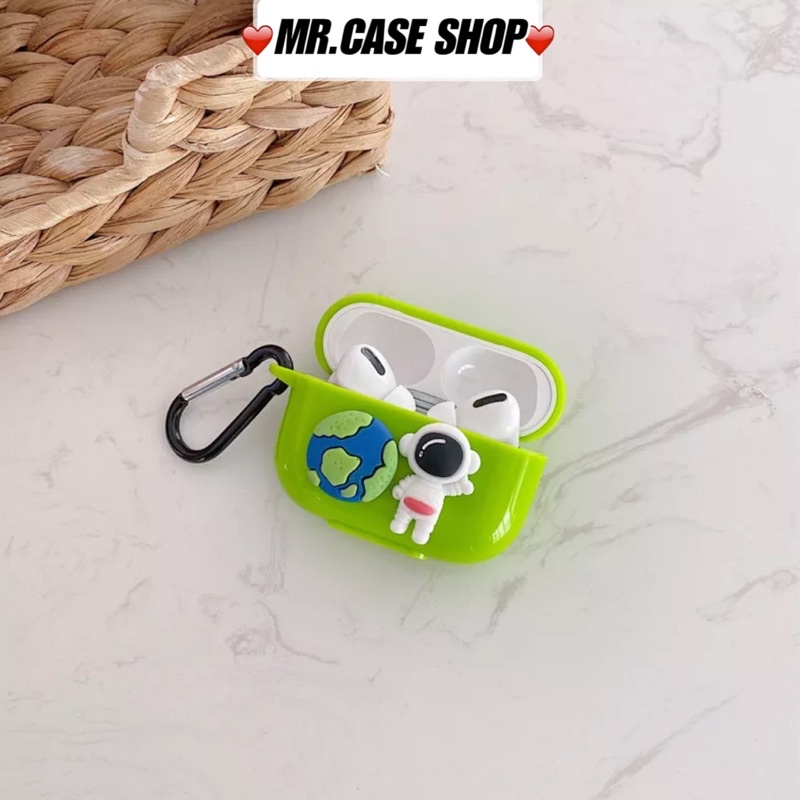 [ CÓ AP 3 ] Case Airpods 1/2 /Pro Vỏ Ốp Tai Nghe Hình Phi Hành Gia Màu Xanh Lá - Mr.Case AirPods