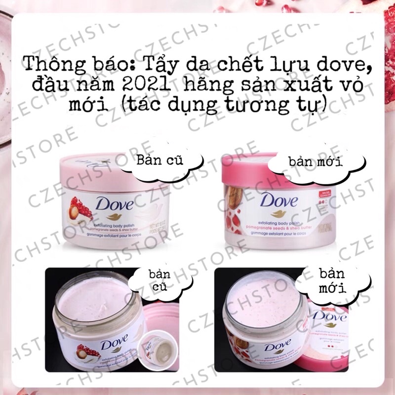 Tẩy da chết body Dove Exfoliating Body Polish đủ mùi(Lựu,maca, kiwi, oải hương) | BigBuy360 - bigbuy360.vn