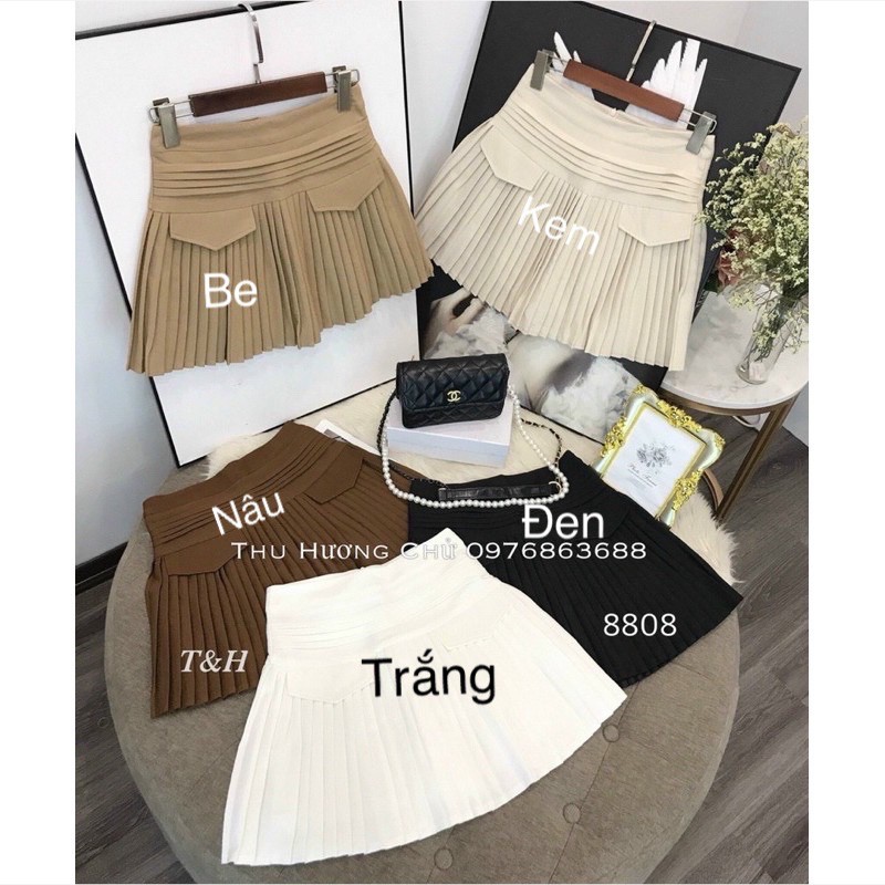 Chân váy xếp ly nắp túi lên dáng sang chảnh có lót quần trong CV8808 - NhiNhi Shop