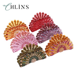 Kẹp tóc CHLINS phong cách đuôi chim công đính pha lê lấp lánh kiểu Hàn Quốc