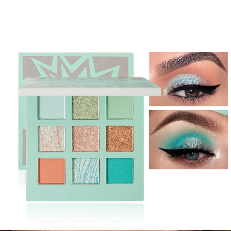 [Hàng mới về] Bảng phấn mắt trang điểm 9 màu lì và ánh nhũ