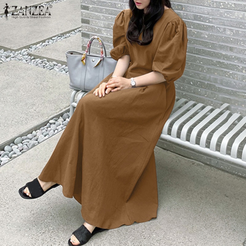 Đầm  ZANZEA tay phồng lửng thời trang cho nữ