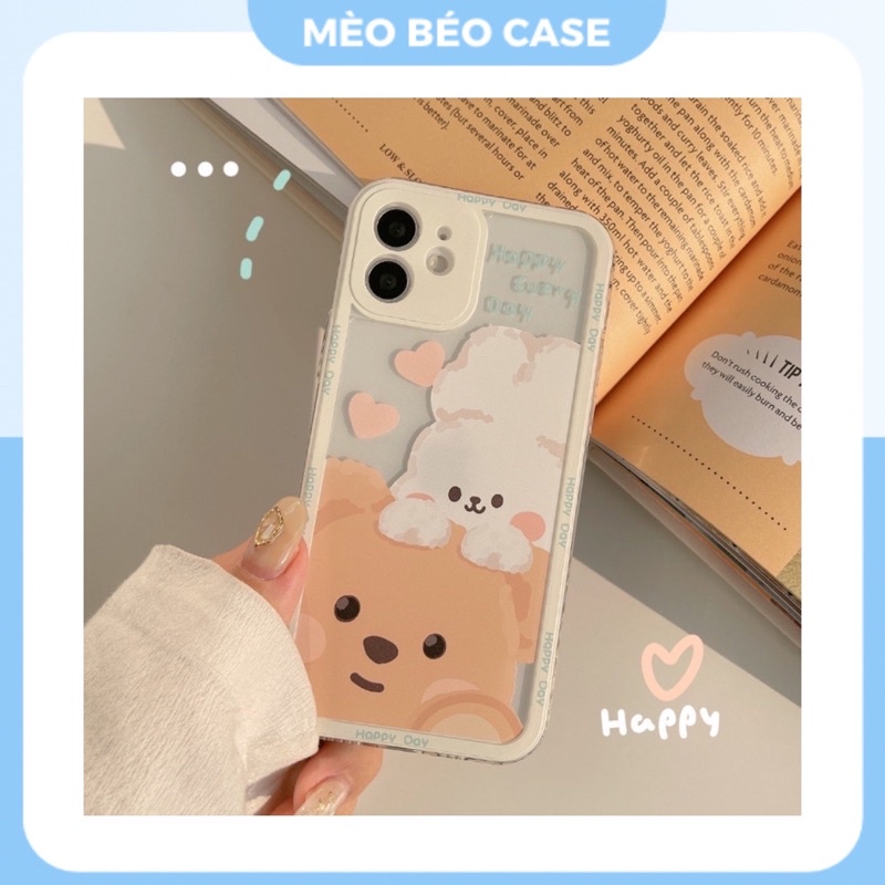 (SIÊU RẺ) Ốp lưng iphone gấu thỏ happy every day 6/6plus/6s/6splus/7/7plus/8/8plus/x/xr/xs/11/12/13/pro/max/plus/promax