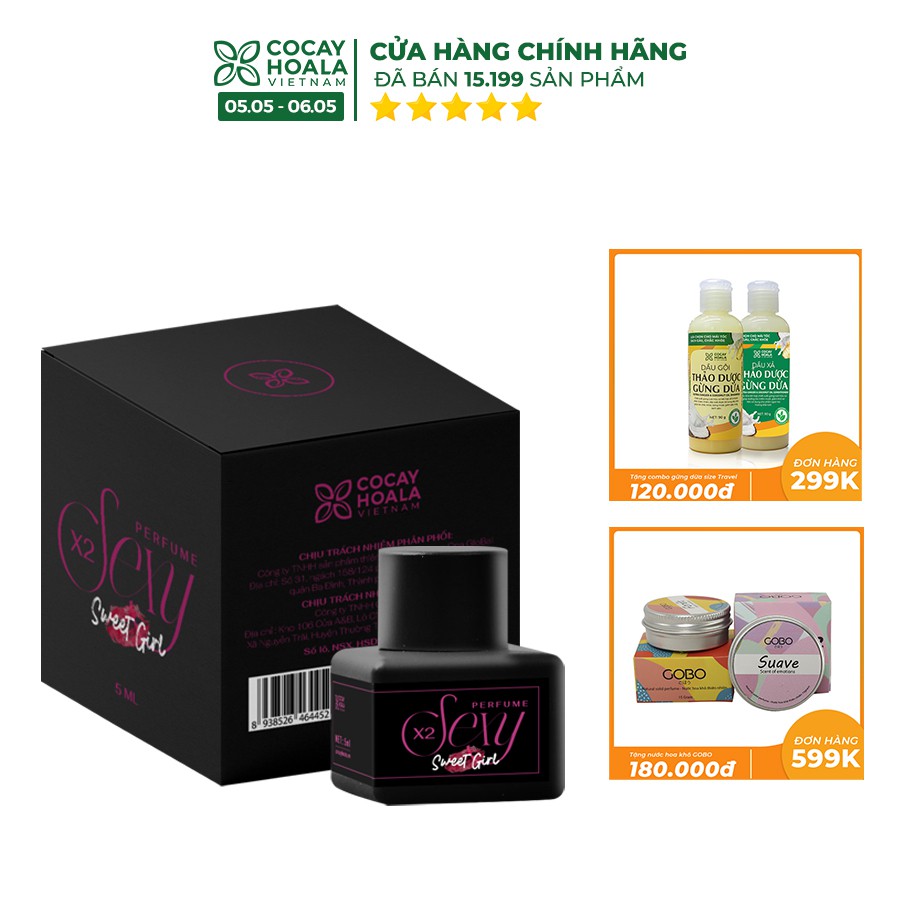 Nước hoa vùng kín X2 Sexy Cocayhoala 5ml khử mùi hôi, làm thơm ,hồng và se khít vùng kín- hương hổ phách, xạ hương