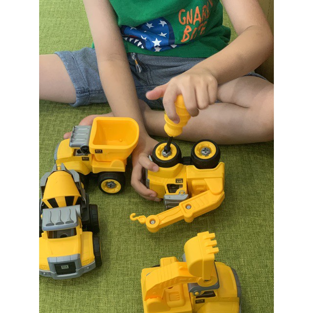 Đồ chơi lắp ghép Build&amp;Play mô hình xe xây dựng - set 4 xe Toyhouse cho bé từ 3 tuổi DIY model