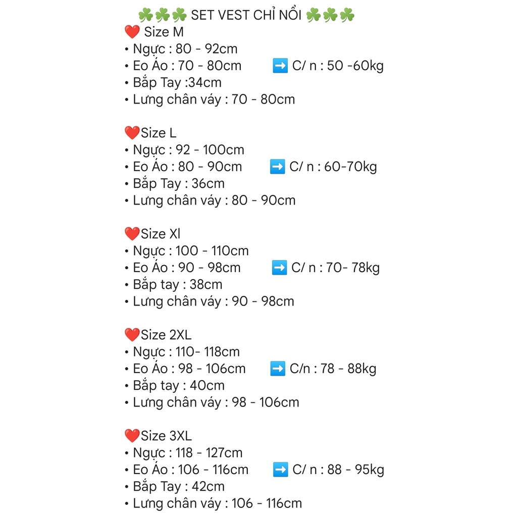 Set vest chỉ nổi