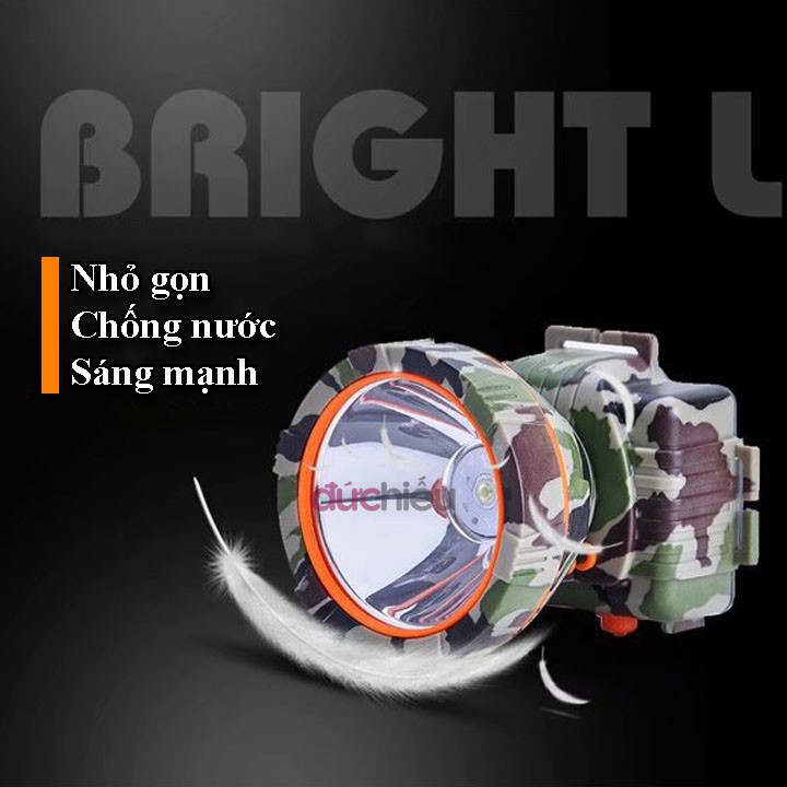 [ Hàng bao đẹp ] Đèn pin đội đầu siêu sáng chống nước rằn ri bộ đội KL lighting | Đức Hiếu Shop