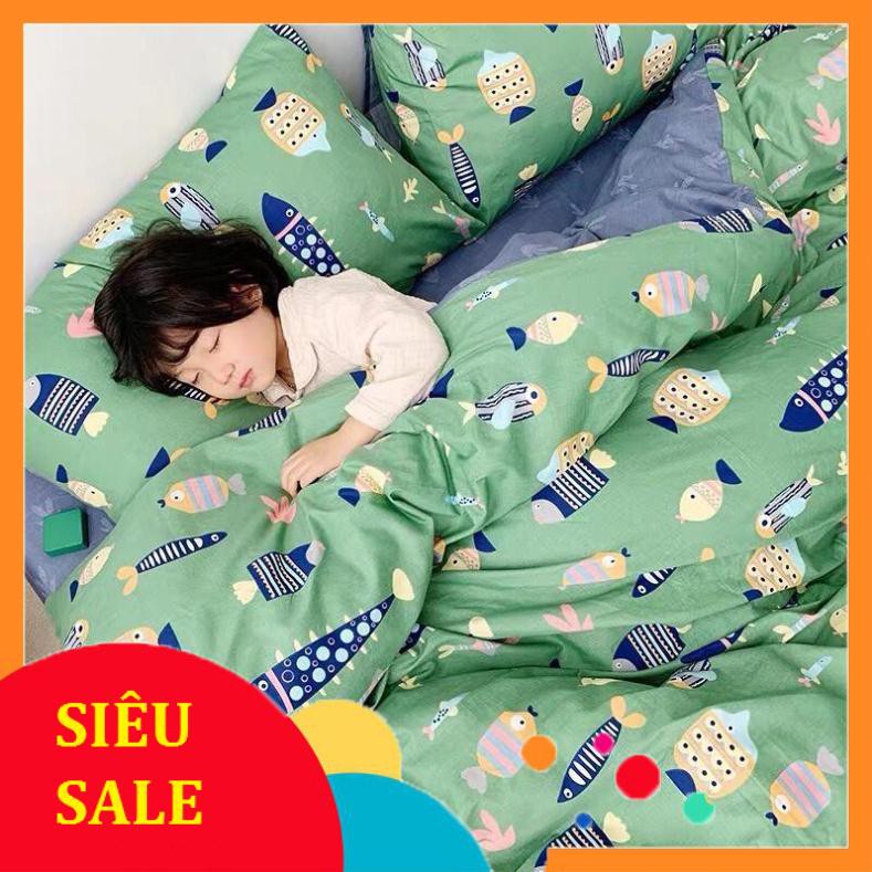 [RẺ VÔ ĐỊCH] Bộ chăn ga gối , drap giường chất cotton poly họa tiết nhưng chú cá