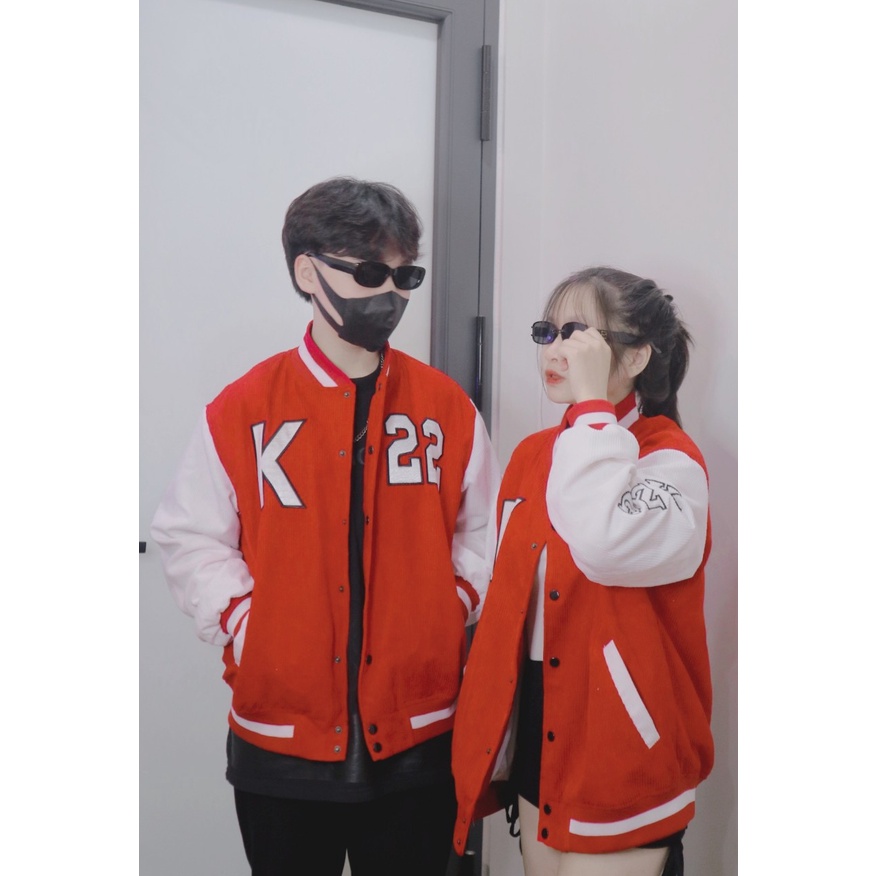Áo Khoác Nam Nữ Nhung Tăm Jacket Varsity Graffiti King 2 Brand V2 Màu Đỏ