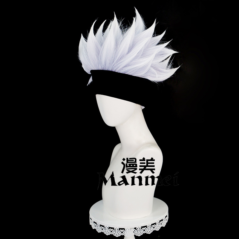 Anime Gojo Satoru Cosplay Jujutsu Kaisen Cosplay 32cm Christmas Silver Purple Wig Cosplay Anime Wigs Heat Resistant Synthetic Wigs