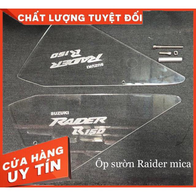 Mica ốp sườn Raider Satria trong suốt dễ dàng lắp đặt tặng ốc và cục canh/ ắc