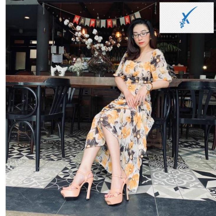 🖐️ Giày Sandal cao gót 12cm HADU G128 đế đúp, gót trụ, quai ngang 🖐️