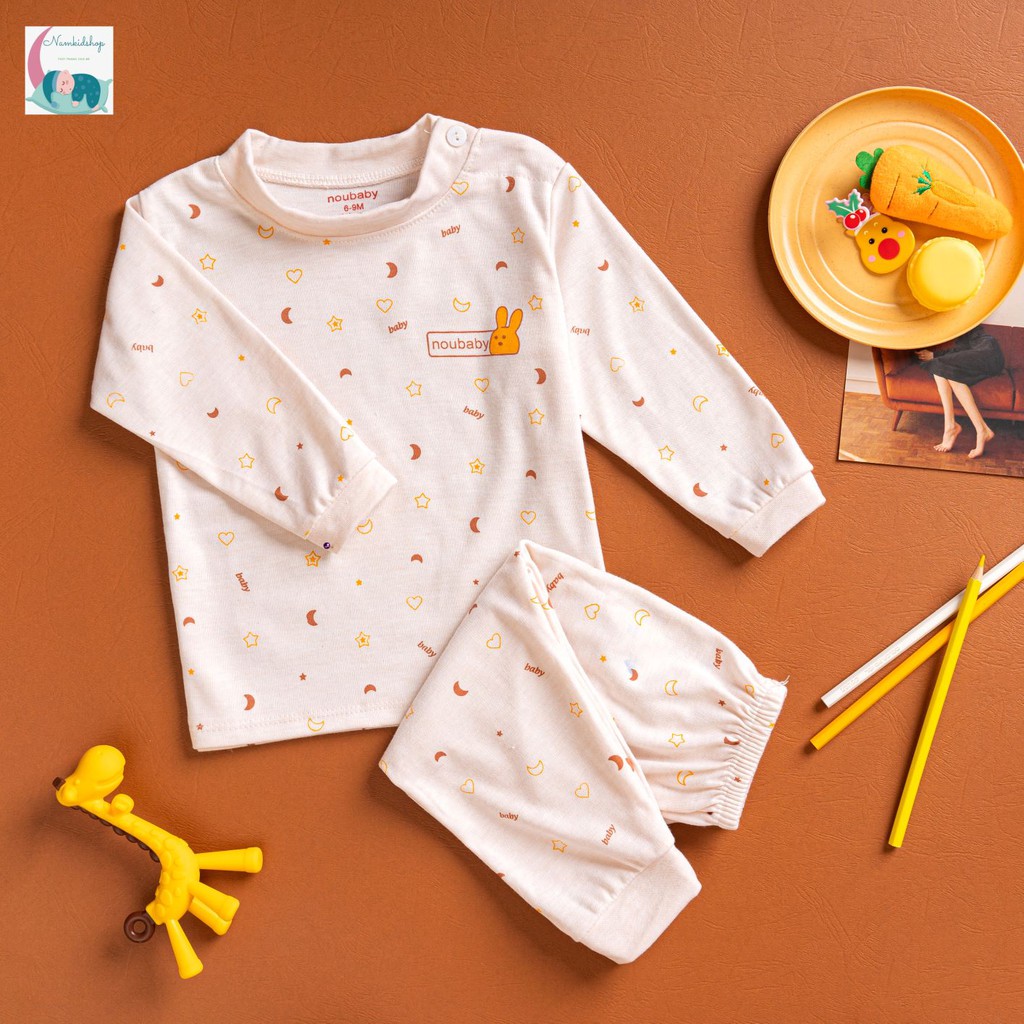 Bộ Dài Tay Noubaby cổ 3 phân cài vai cho bé trai/gái, Đồ Bộ Dài Tay Cho Bé &lt; 2 tuổi  Namkidshop