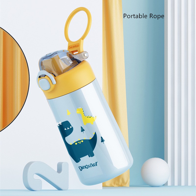 Bình Nước Giữ Nhiệt Cao Cấp 350Ml Bằng Thép Không Gỉ In Họa Tiết Hoạt Hình Dễ Thương Cho Bé