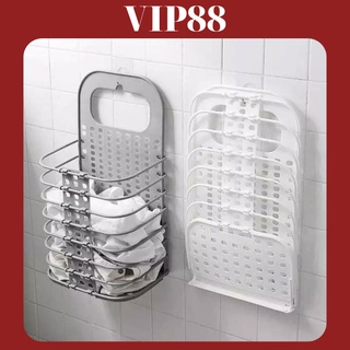 Giỏ đựng đồ gấp gọn thông VIP88 tặng móc dính trong,giỏ treo tường đựng quần áo đồ dùng nhà tắm