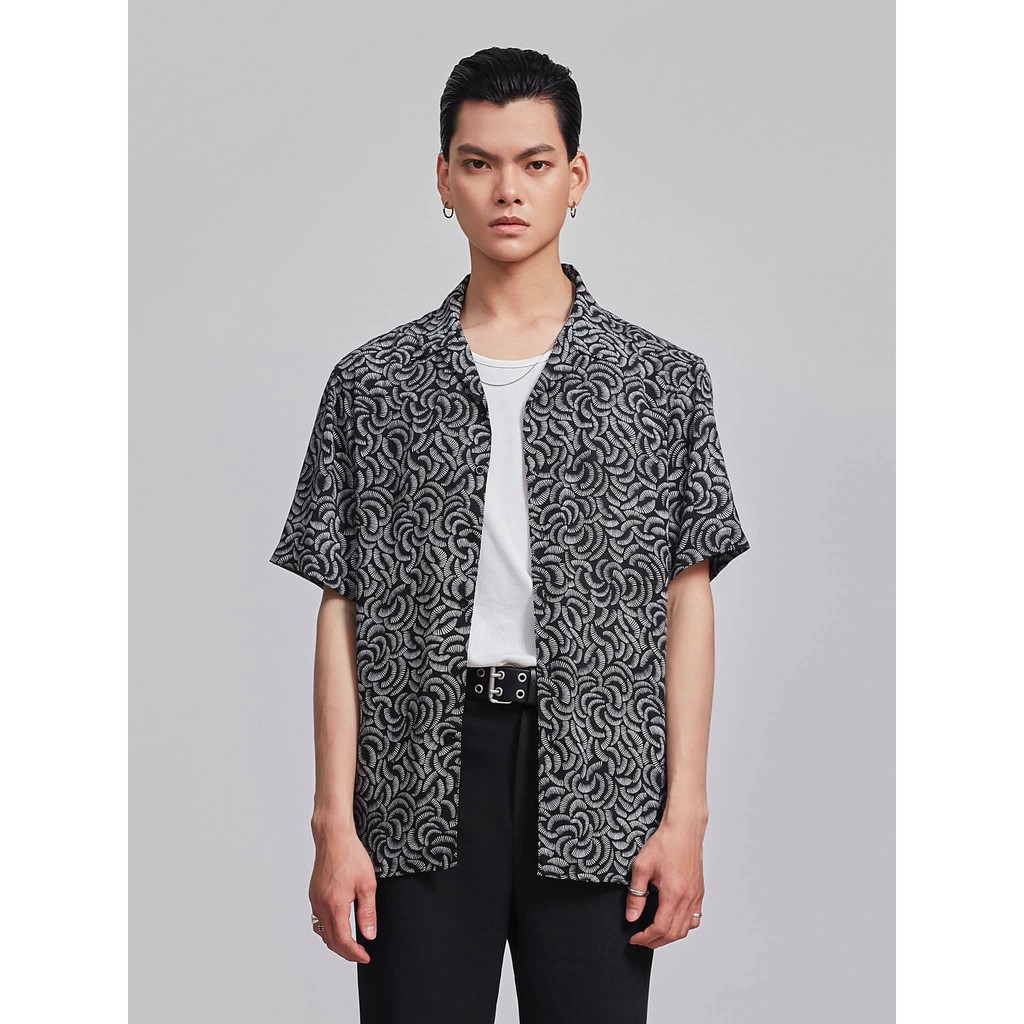 Áo Sơ Mi Ngắn Tay Nam Họa Tiết HIGHWAY MENSWEAR Paper Fan Cuban Shirt