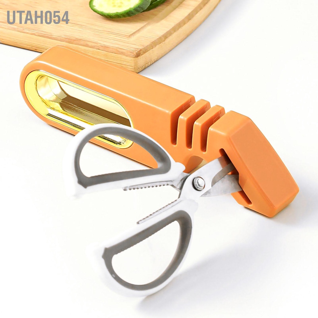 Utah054 Dụng cụ mài dao ngăn ngừa trượt hiệu quả Đá lưỡi nhà bếp 4 trong 1 cho kéo