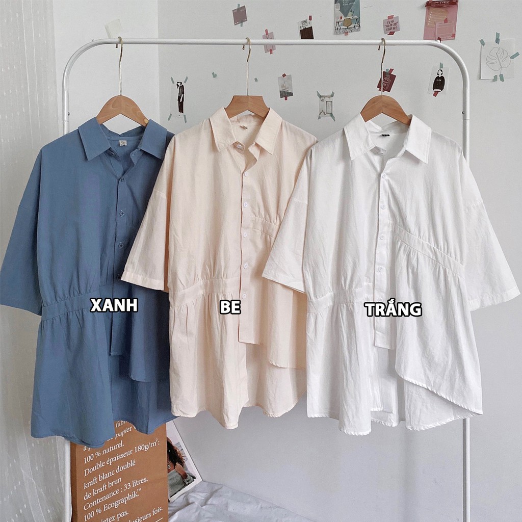 Áo kiểu Hàn Quốc, Áo sơ mi lệch vạt dáng rộng tiểu thư Ulzzang