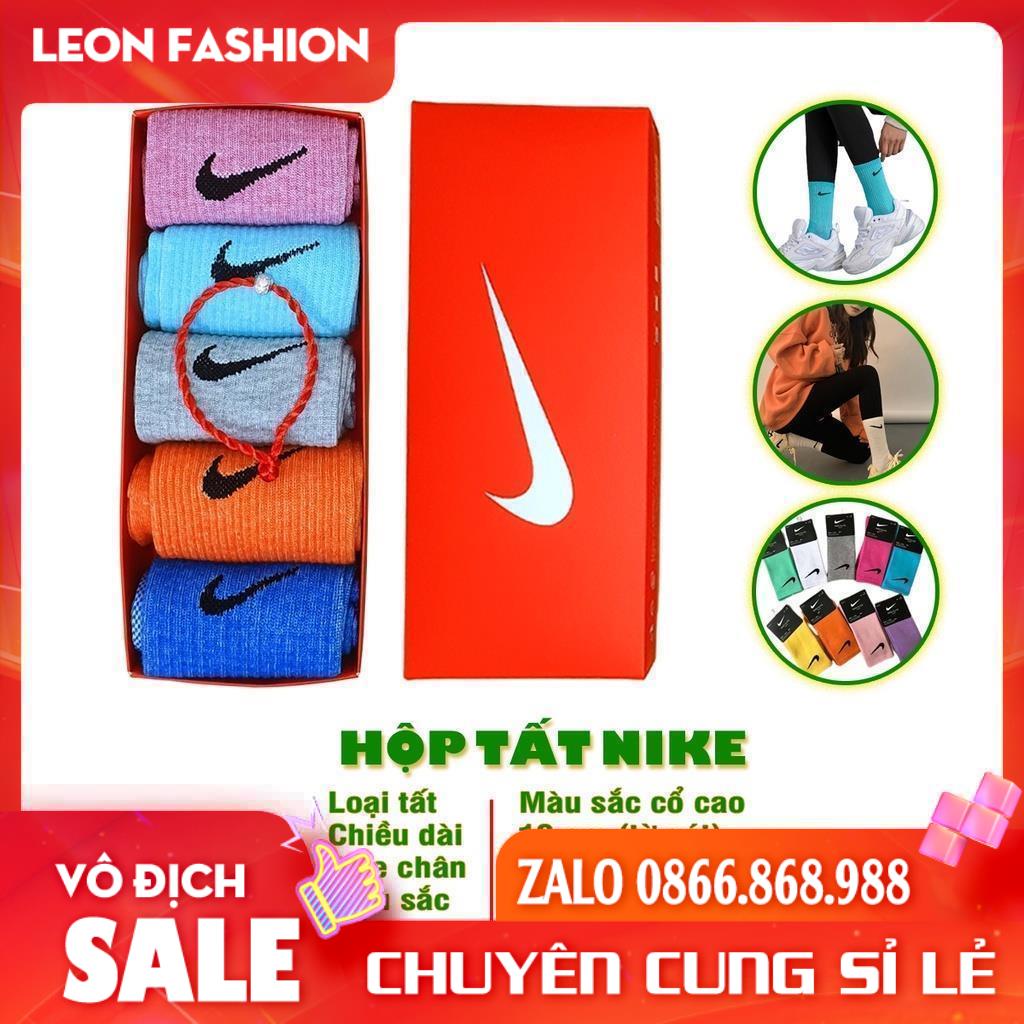 Tất NIKE Cổ cao màu nổi bật [ Hộp 5 đôi ] Vớ Nam Nữ Thể thao Dệt kim Cao cấp QUÀ TẶNG - Kho sỉ tất