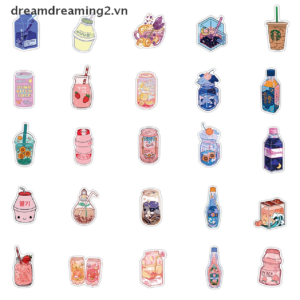 Bộ 50 Miếng Dán Hình Nước Uống Có Hương Thơm DIY Cho Nữ