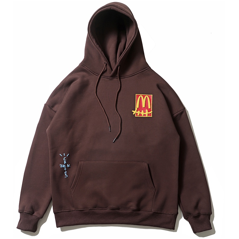 Áo Hoodie Nhung Dày In Chữ Travis Scott Với McDonalds Thời Trang Unisex