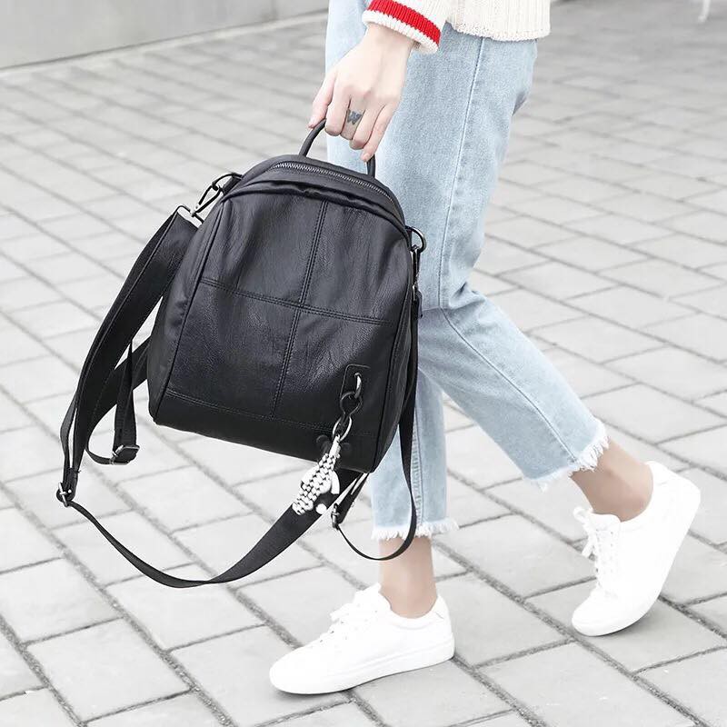 Ba Lô Da Mềm Phong Cách Thời Trang tặng kèm gấu hottrend