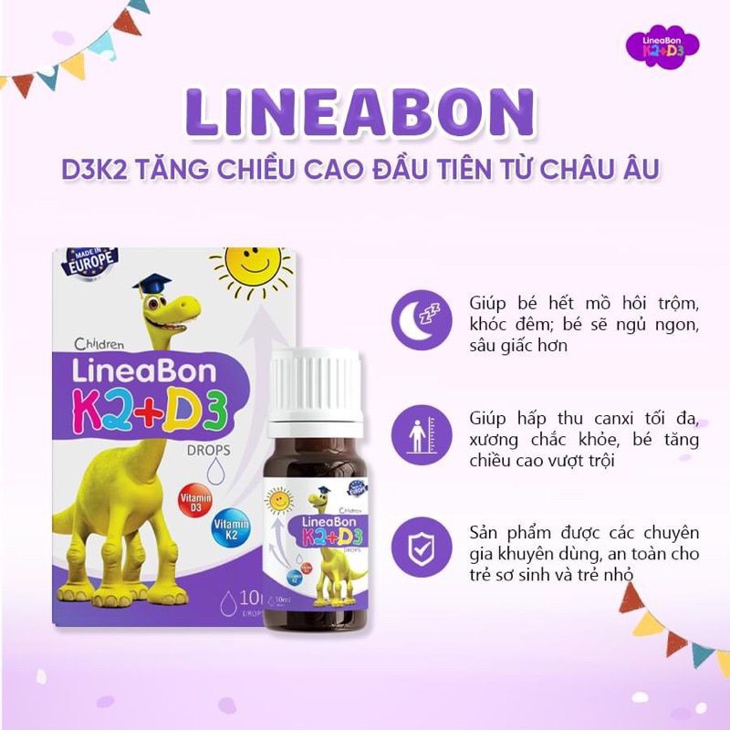 LineaBon D3 K2 Chính hãng Tăng cường hấp thu Canxi Phát triển chiều cao cho bé