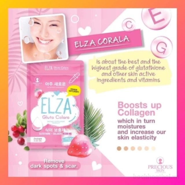 vıên uốnǥ trắŉg da mờ ṫhâm ņám tự nhiên Elza Gluta Corala glutathıone + collągen 30,000Mg