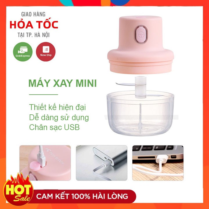 Máy Xay Mini Cầm Tay ❤️RẺ VÔ ĐỊCH❤️ Nhỏ Gọn Tiện Lợi Xay Tỏi, Ớt Sạc Điện USB Có 3 Lưỡi Dao Nhỏ Gọn