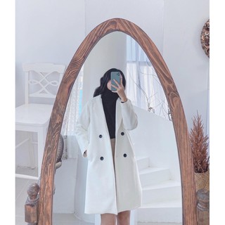 Áo dạ dài trắng kem