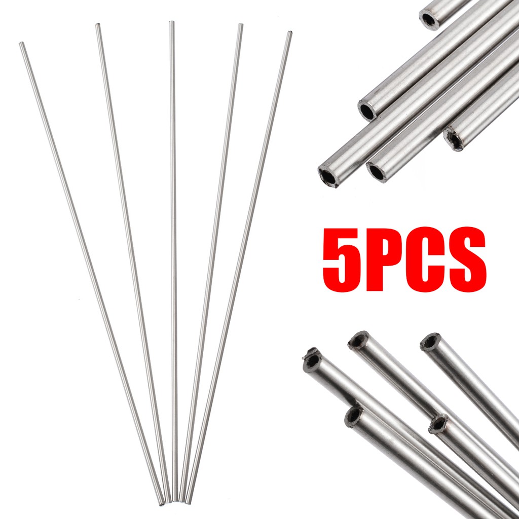 Bộ 5 ống thép không gỉ đường kính trong 3mm đường kính ngoài 2mm chiều dài 250mm
