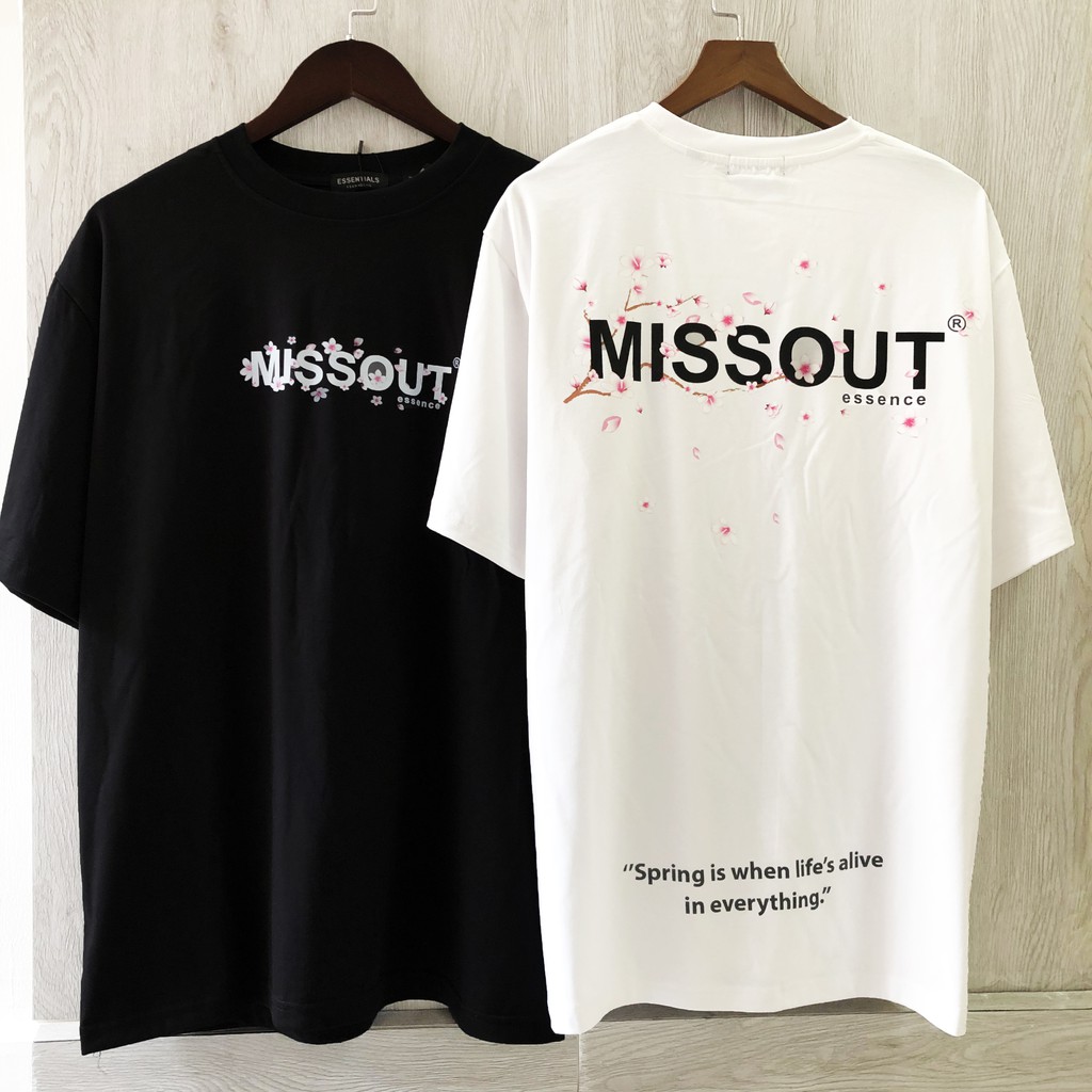 Áo thun nam nữ MISSOUT HOA ĐÀO, áo thun tay lỡ nam nữ unisex , Dricco_offcia