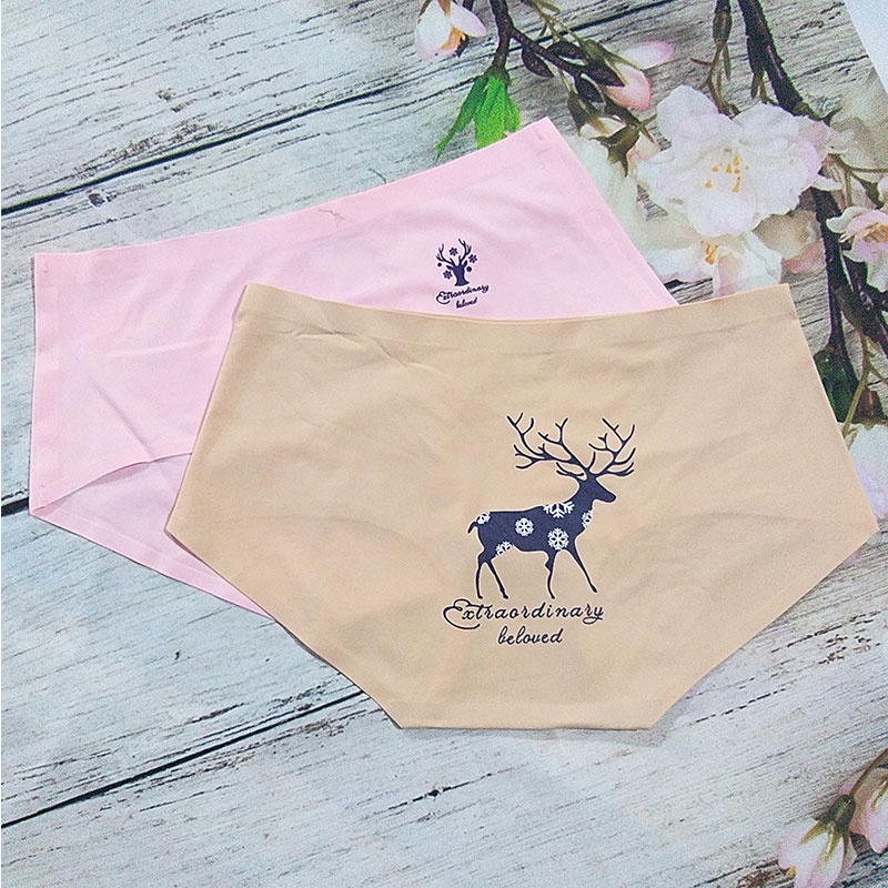 Quần lót nữ cao cấp thun lạnh cotton trơn đúc su không viền sexy in hình hươu KIMCHIBIKINI QL173
