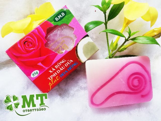 Xà bông dừa hoa hồng B.M.B (1 cục 95g)