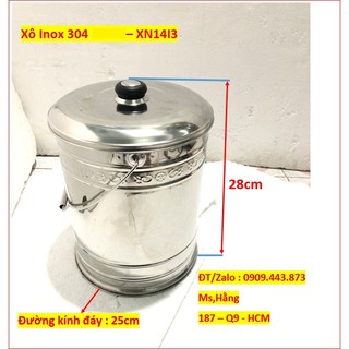 Xô cỡ lớn Inox cao cấp sus 304 Có Nắp - XN14I3
