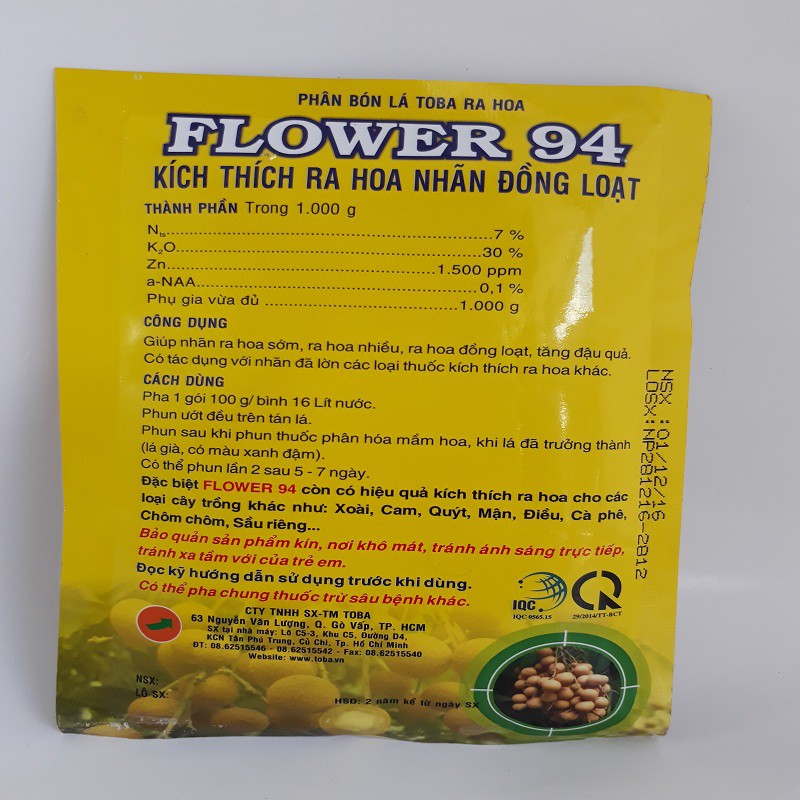 Kích ra hoa nhãn giúp ra nhiều, ra hoa đồng loạt, sớm, tập trung Flower 94 100g