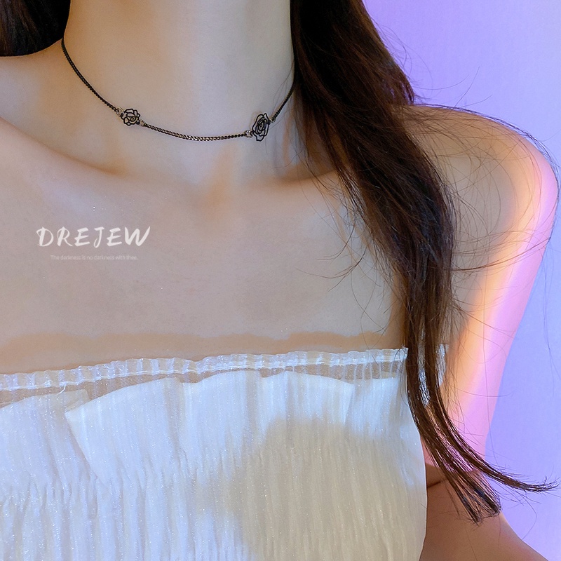 DREJEW Vòng cổ mặt hoa hồng phong cách đơn giản thời trang cho nữ